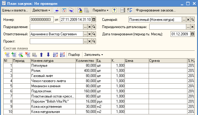 План закупок