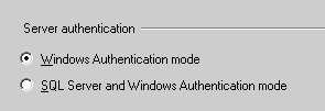 Способ проверки подлинности Способ проверки подлинности: Server authentication Windows Authentication mode C S Q L S erver and Windows Authentication mode
