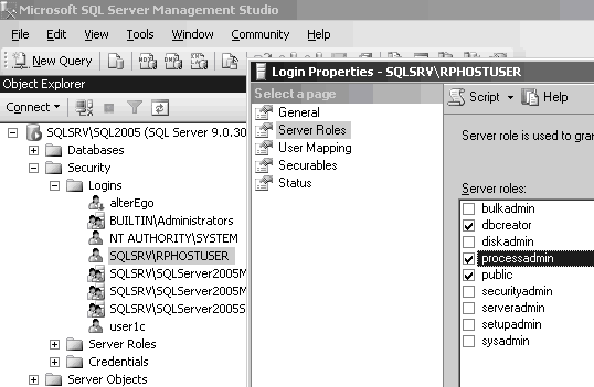 Настройка прав Настройка прав: x Microsoft SQL Server Management Studio File Edit View Tools Window Community Help ! New Query Qj a iS Si I O Object Explorer Connect'' I G I ~ ii ii =a I n L rva I, -zrs I Login Properties - SQLSRV/RPHOSTUSER Select a page General Script 12 Help ? {? SQ