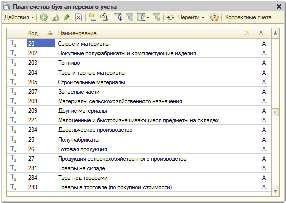 список счетов для выбора