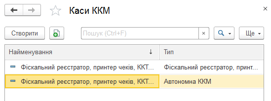Довідник «Каси ККМ»