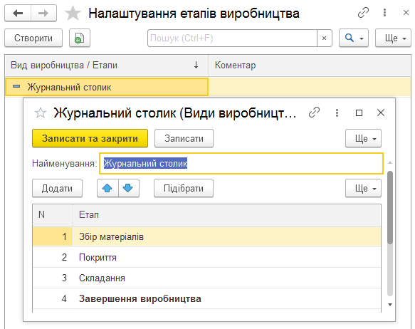 Створення етапу виробництва