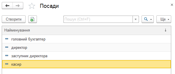 Довідник «Посади»