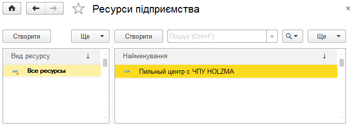 Налаштування планування завантаження ресурсів підприємства