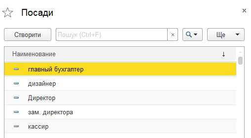 Довідник «Посади»