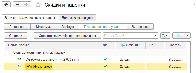 Правила спільного застосування знижок