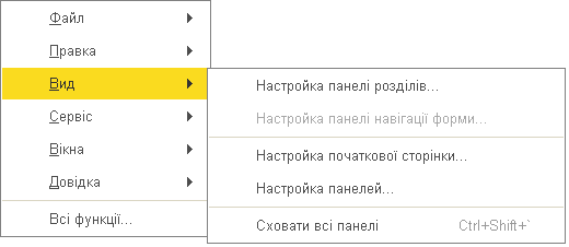 Меню Вид