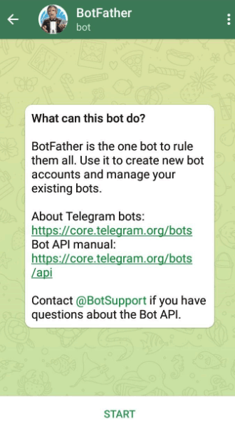 Пошук бота BotFather у Telegram