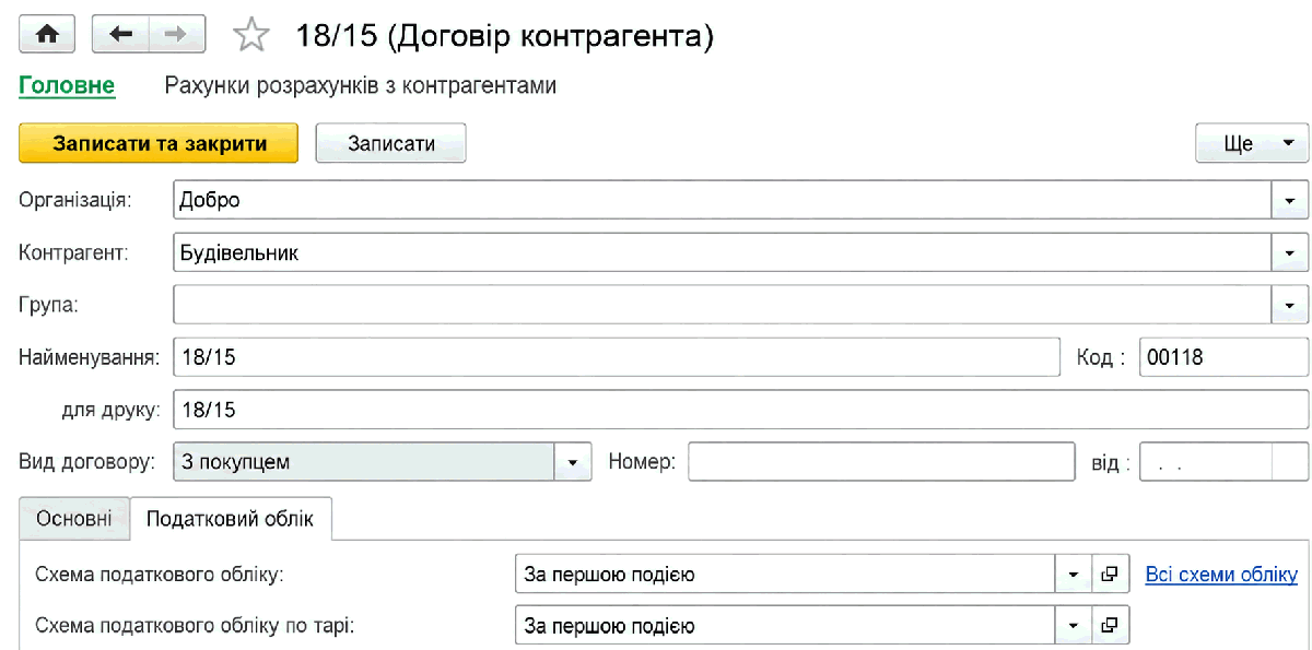 Схема податкового обліку в договорі