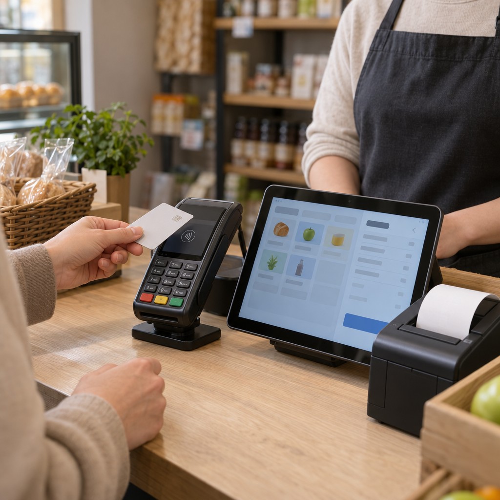 Покупець оплачує карткою через POS-термінал, а продавець формує фіскальний чек